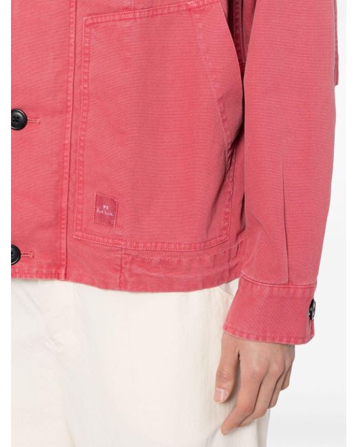 PS by Paul Smith Pink Logo-patch Cotton Utility Jacket for men
