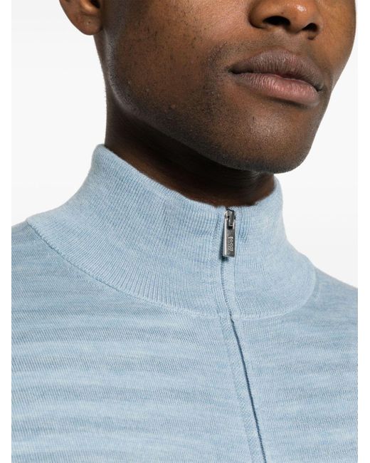 BOGGI Zipup Wool Cardigan in Blue for Men Lyst