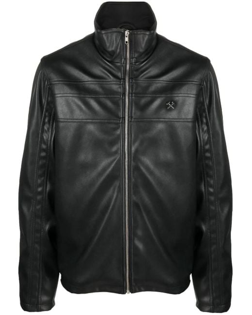 GmbH Black High-Neck Zip-Up Jacket for men