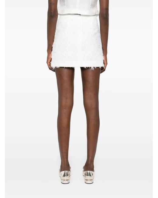 Nissa White Floral-Jacquard Skirt