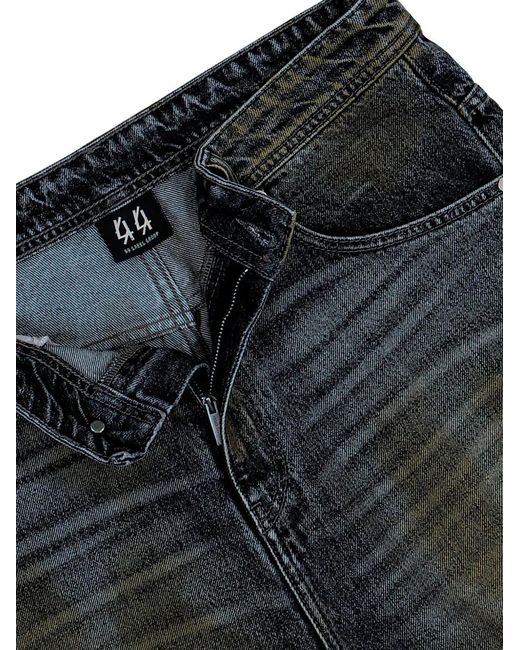 44 Label Group Black Frayed-Hem Wide-Leg Shorts for men
