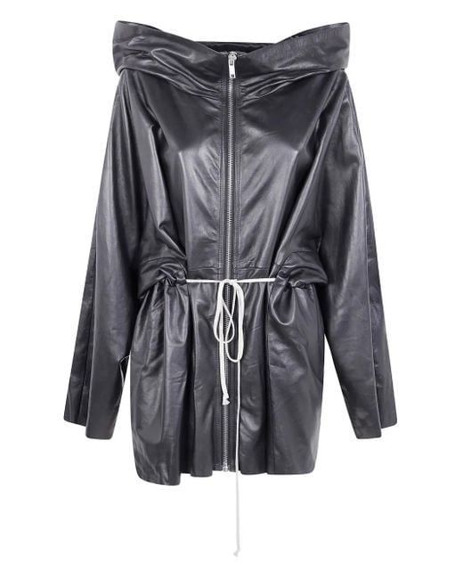 Veste En Cuir À Lien De Resserrage Rick Owens en coloris Gray