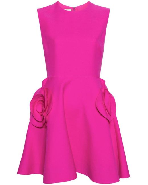 Robe évasée à fleurs appliquées Valentino Garavani en coloris Pink