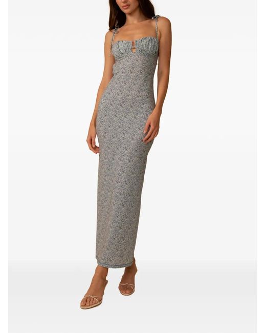 Montce White Floral-Print Petal Maxi Dress
