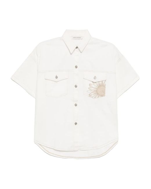 Joshua Sanders White Daisy Denim Shirt