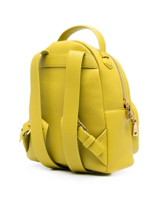 Love Moschino Yellow Logo-Plaque Zip Backpack