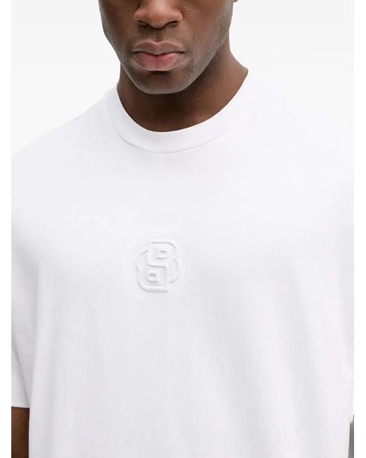 Boss White Logo-Emed T-Shirt for men