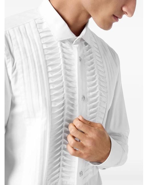 Philipp Plein White Tie Long-Sleeve Shirt for men