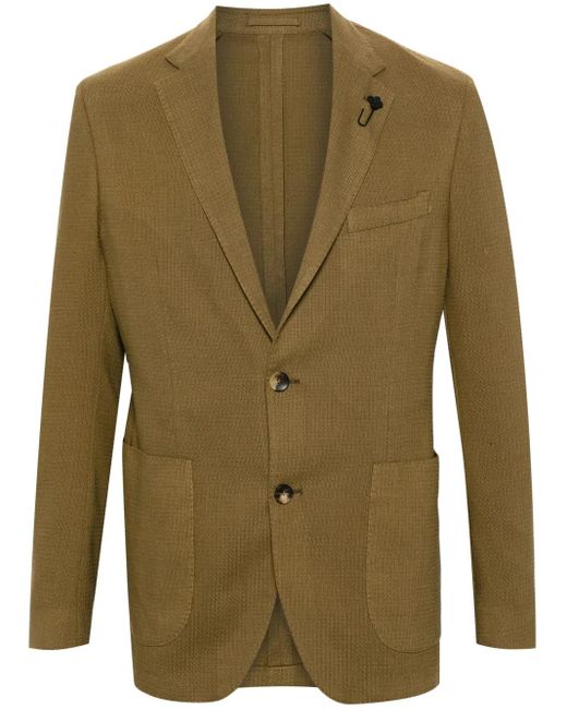 Lardini Green Notched-Lapels Single-Breasted Blazer for men