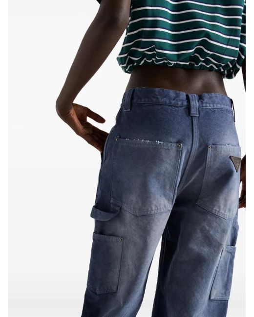 Prada Blue Canvas Cargo Pants