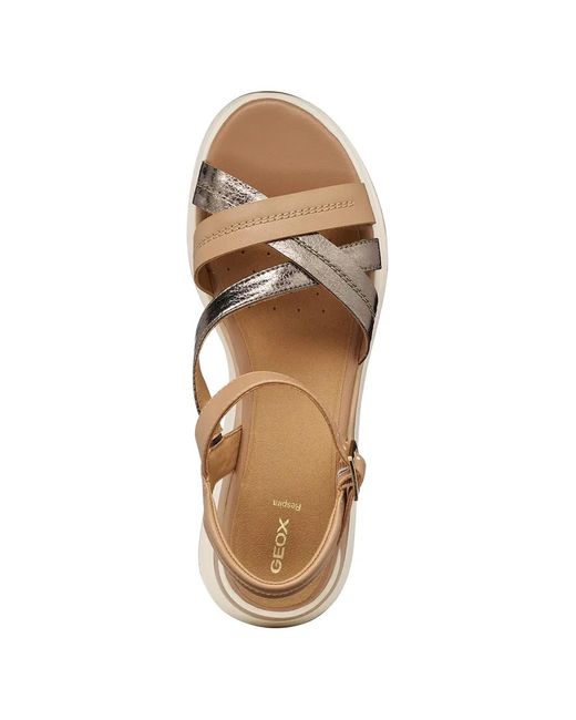Geox Natural Elowynne Crossover-Strap Sandals