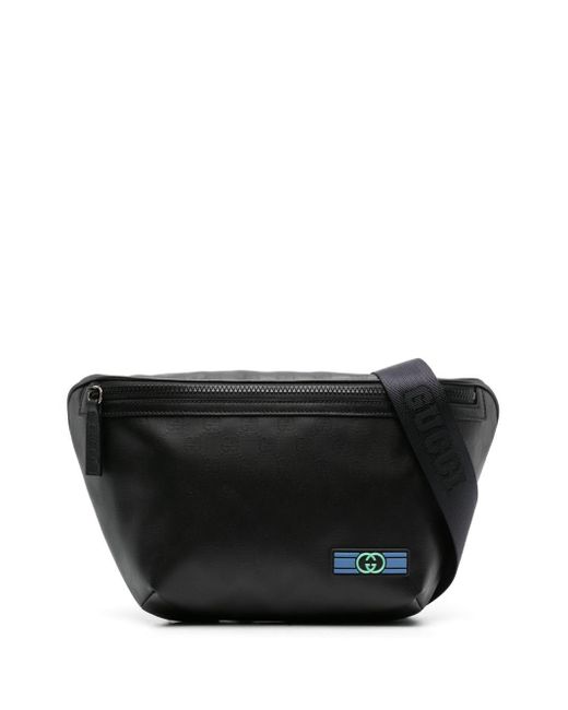 Gucci Black gg Crystal Leather Belt Bag - Men's - Canvas/fabric for men