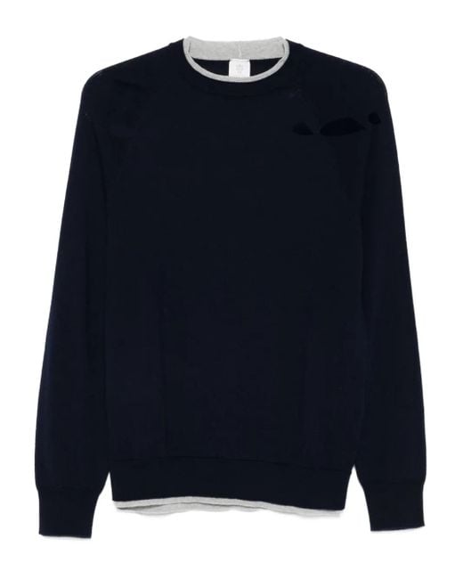 Eleventy Blue Raglan-Sleeve Wool Sweater for men