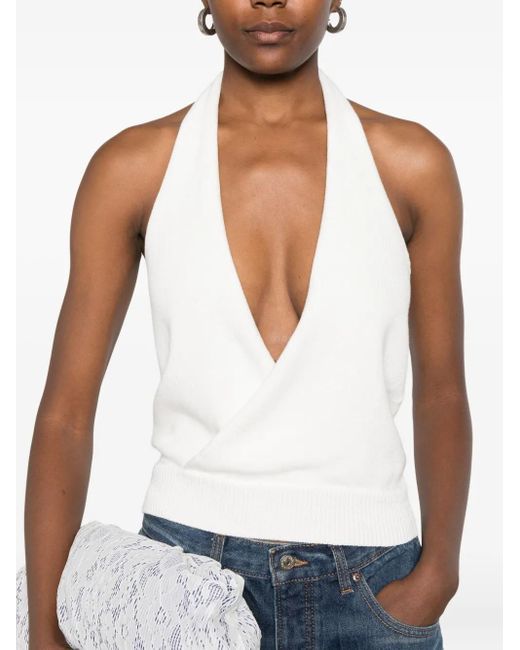 AYA MUSE White Gestricktes Neckholder-Top
