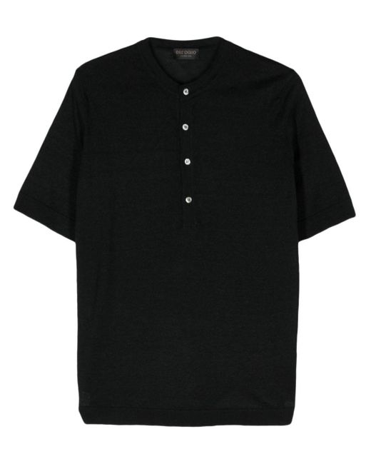 メンズ Dell'Oglio ヘンリーネック Tシャツ Black