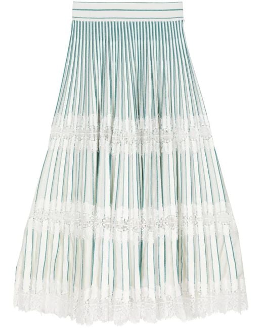 Jupe Plissée À Détails En Dentelle Elie Saab en coloris Blue