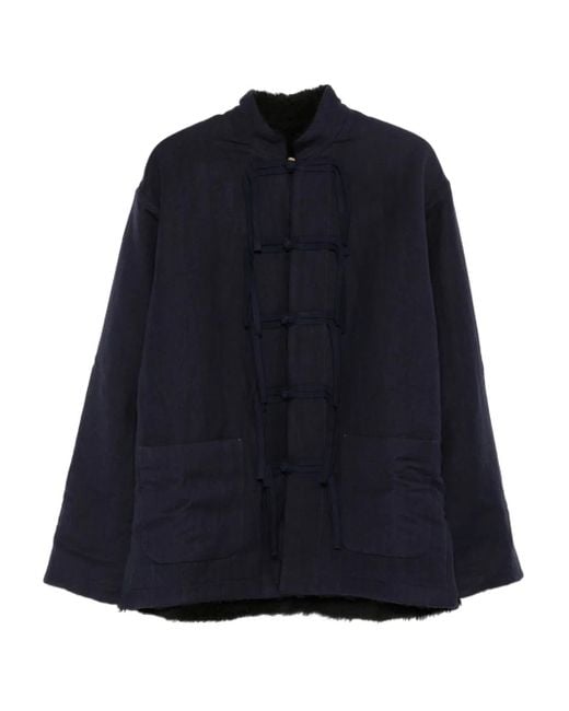 Uma Wang Blue Knotted-Front Jacket for men