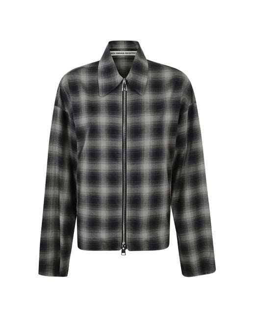 Meta Campania Collective Black Checked Zip Shirt