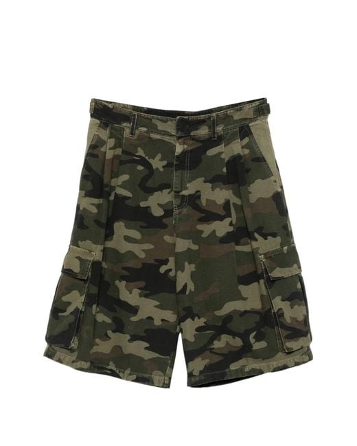 Patrizia Pepe Green Camouflage-Print Cargo Shorts for men