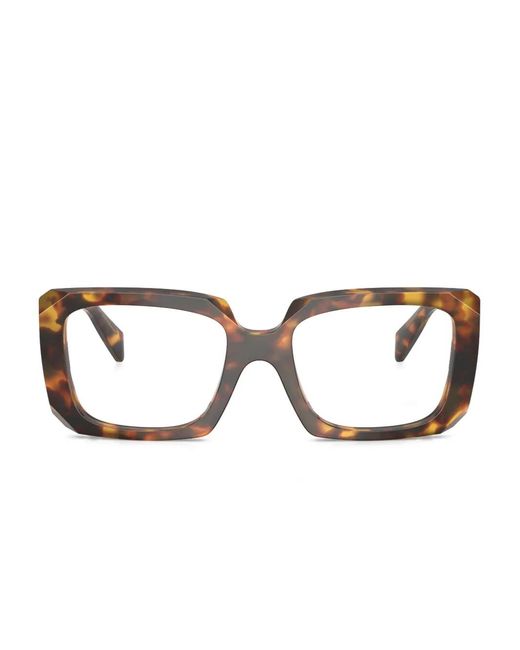 Prada Brown Tortoiseshell-Effect Rectangle-Frame Glasses