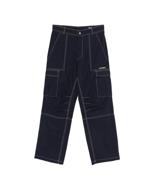 Carrera Blue Contrast-Stitch Cargo Trousers for men