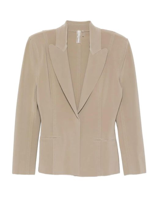 Norma Kamali Natural Single-Breasted Notched-Lapel Jacket