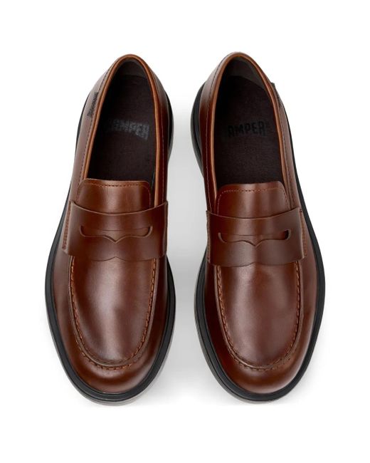 Camper Brown Dea Penny Leather Loafers for men