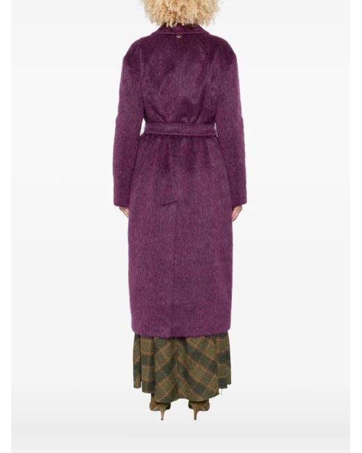 Twinset Purple Belted double-breasted coat