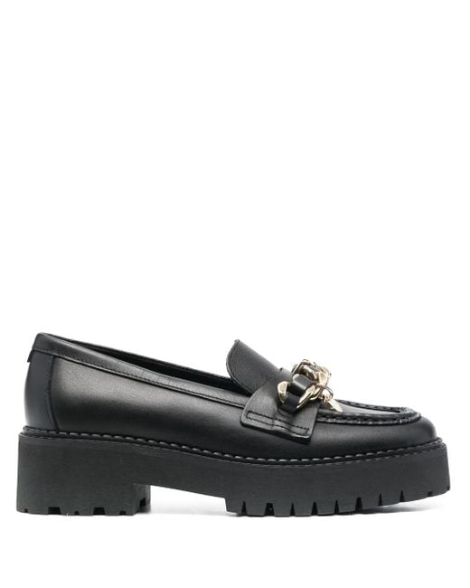 Tommy Hilfiger Black 50Mm Chain-Link Detail Loafers