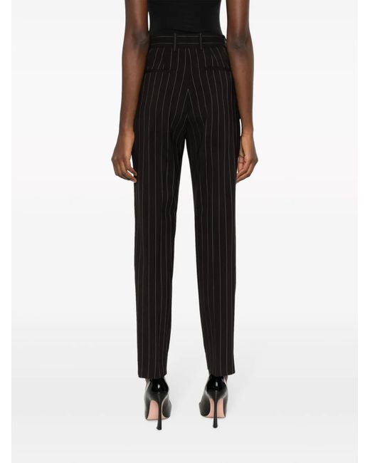 Dolce & Gabbana Black Stripe-Pattern Wool Tapered Trousers