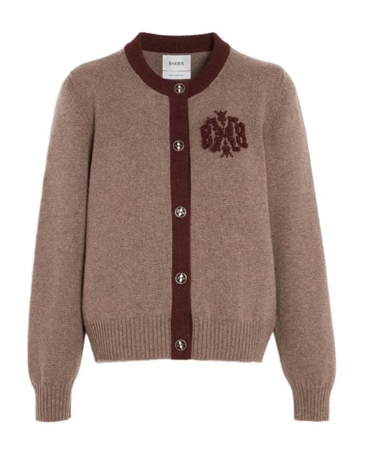Barrie Brown Monogram-Embroidered Cashmere Cardigan