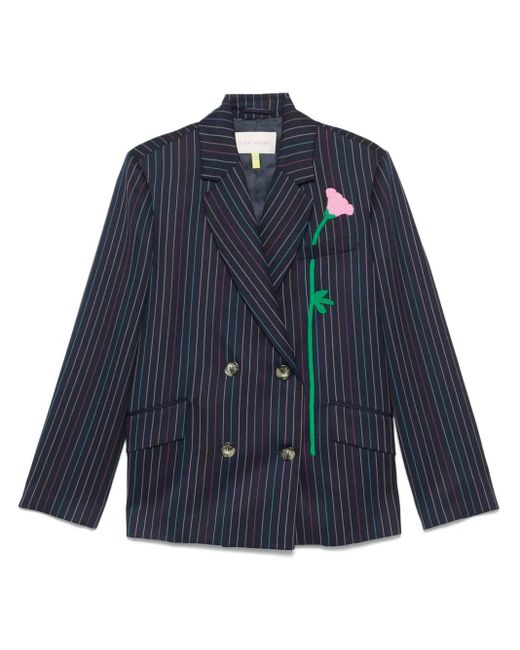 MIRA MIKATI Blue Crochet-Patch Blazer