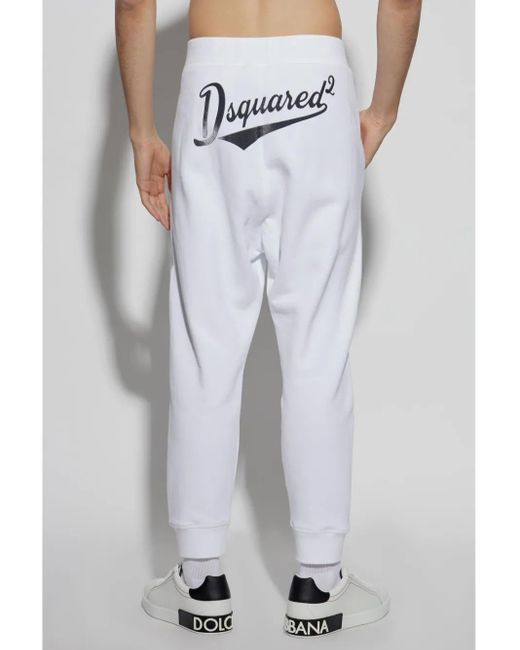DSquared² White Logo-Print Track Pants for men
