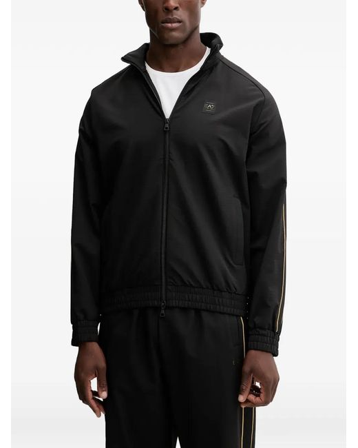 EA7 Black Zip Logo Tracksuit for men