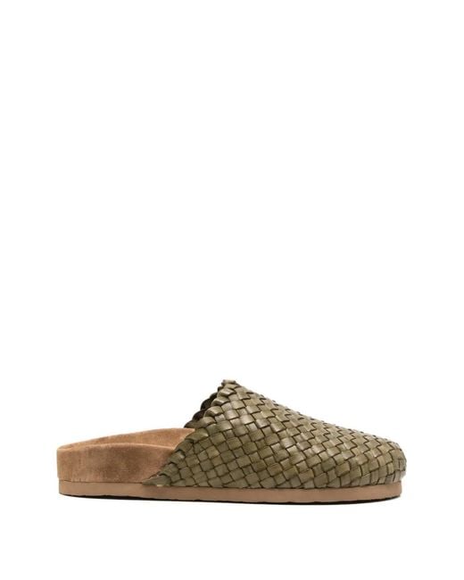 Dragon Diffusion Green Woven-Leather Mules