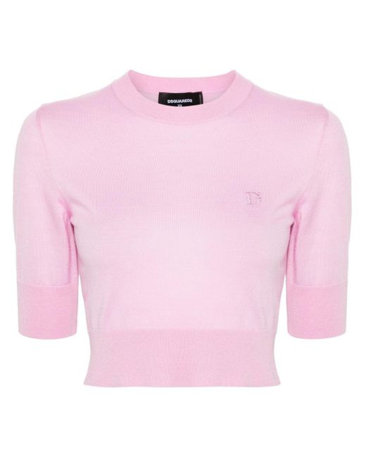 DSquared² Pink Fine-knit Virgin Wool Top