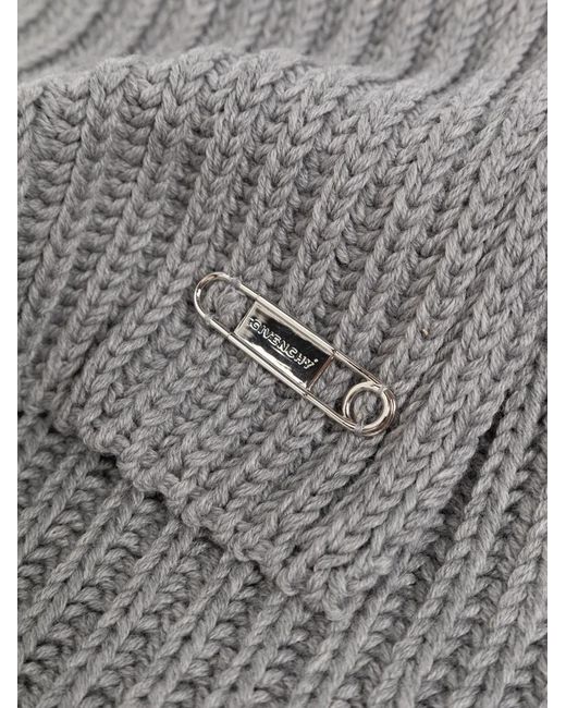 Givenchy Gray Logo-Plaque Ribbed-Knit Scarf for men