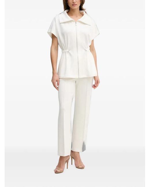 Joseph Ribkoff White Drawstring-Waist Zip-Up Jacket