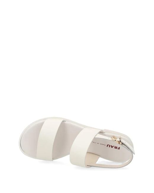 Frau White Double-Strap Leather Sandals