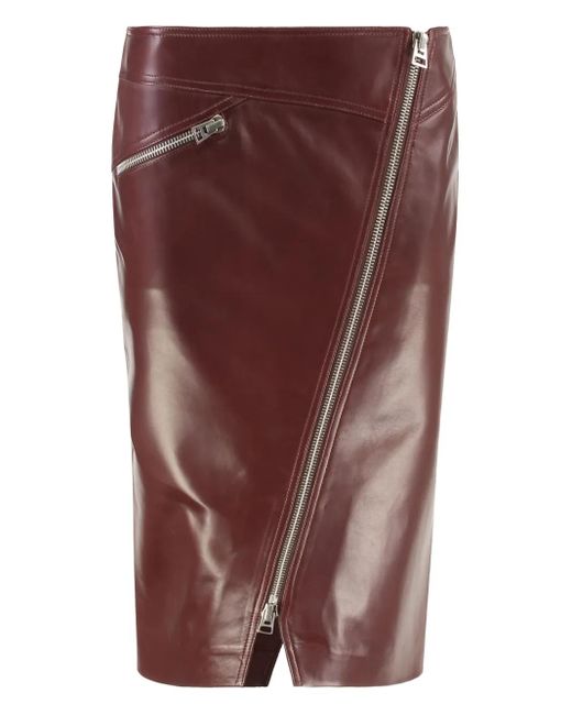 Tom Ford Purple Zip-Pocket Leather Skirt