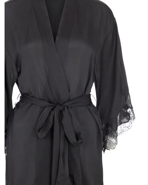 Kiki de Montparnasse Black Belted Silk Robe