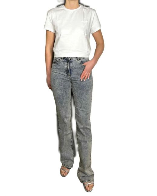 Patrizia Pepe Blue Embroidered-Pocket Jeans