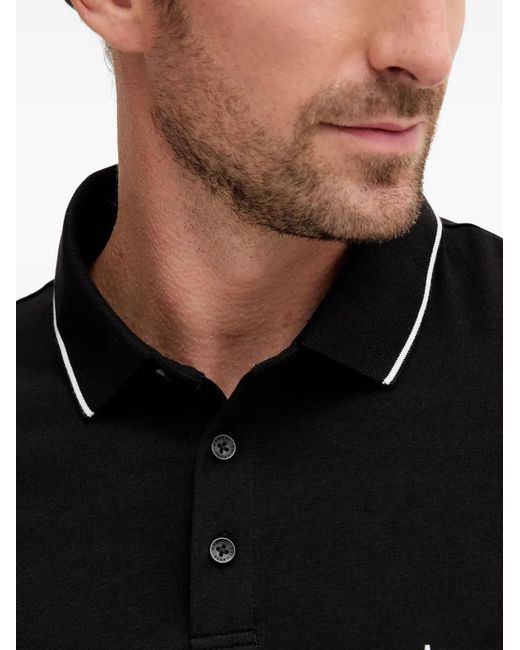 ARMANI EXCHANGE Black Slim-Fit Polo Shirt for men