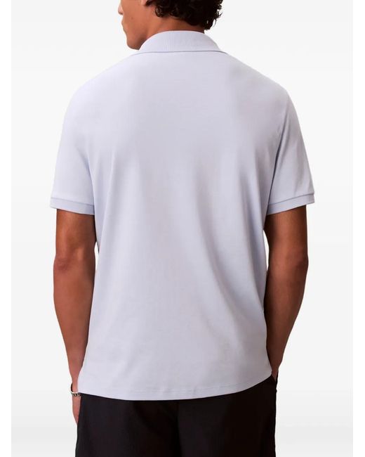Calvin Klein White Zip-Fastening Logo-Patch Polo Shirt for men