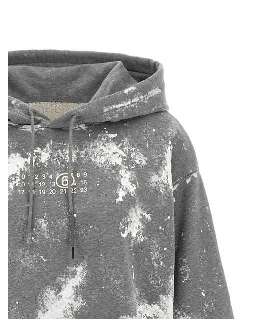MM6 by Maison Margiela Gray Numeric Signature Paint-Splatter Hoodie
