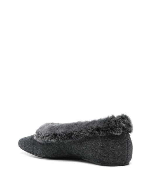 Totême  Black Shearling-Lined Ballet Flats