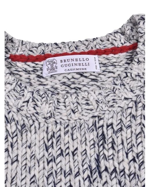 メンズ Brunello Cucinelli ケーブルニット セーター Gray