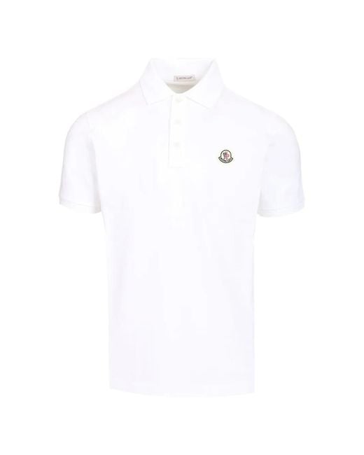 Moncler White Logo-Patch Polo Shirt for men