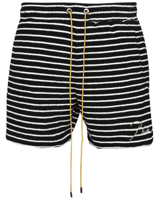 Rhude Blue Striped Terry-cloth Shorts for men