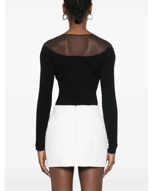 Body con panel semitranslúcido Mugler de color Black